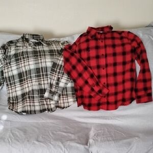 Old Navy Kids Plaid Button Down Shirts - Red and Black, Gray and White